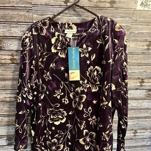 NWT Vintage new old stock Susan Graver Studios Velour floral blouse 2X